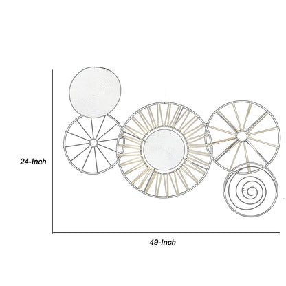 Circular 5 Piece Metal Wall Decor with Wheel and Plate Design, Black