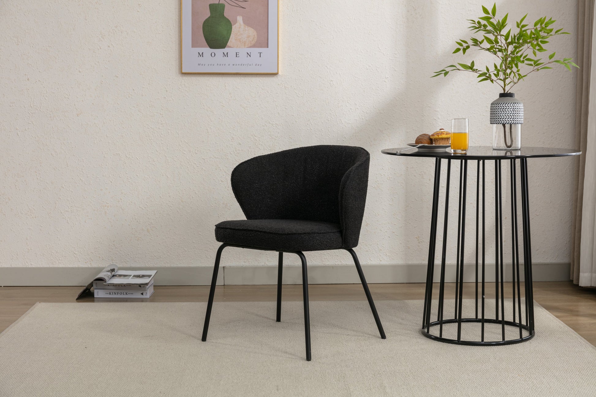 Retro Minimalist Modern Boucle Fabric Dining Chairs