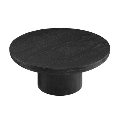 35.98inch Round Coffee Table with Cylindrical Leg,Wood Veneer Tabletop Table,Rounded  Sofa Side Table for living Room Office,Black