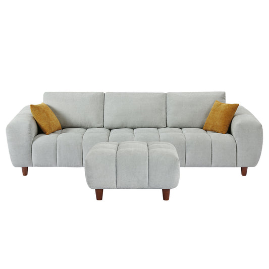 Convertible Sectional Sofa Couch, L Shaped Sofa with Fabric Couch,Modern Design Cream Style Marshmallow Sofa for Living Room and Office,Grey