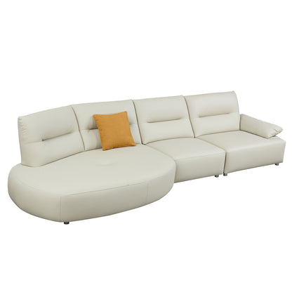 147.24'' Oversied Modern Sectional Curved Shaped Sofa Couch for Living Room,Upholstered 5-Seat Sofa Eco-leather Couch Set,Beige