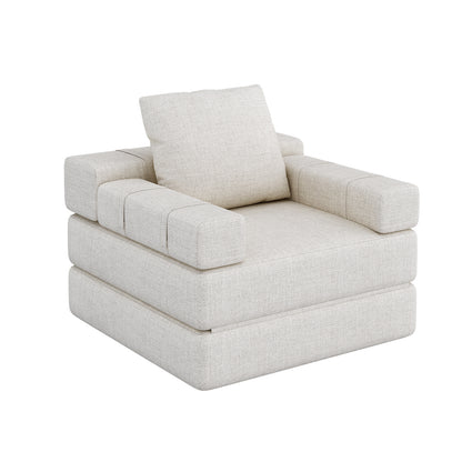 Single sofa chair that converts to a single sofa bed for living room, guest room, playroom, white