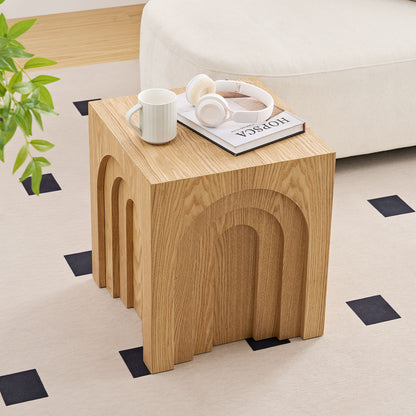 15.74'' Square Side Table Small Coffee Table Accent Table  Bedside Table for Living Room Bedroom,Nature