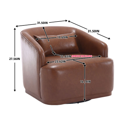 COOLMORE Swivel Barrel Chair, Comfy Round Accent Sofa Chair for Living Room, 360 Degree Swivel Barrel Club Chair, Leisure Arm Chair for Nursery, Hotel, Bedroom, Office, Lounge (Brown PU)