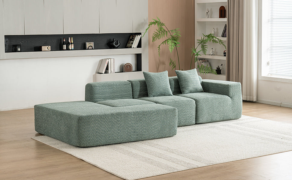 116.5" Sectional Sofa Full-compressed Sofa Couch Free-combined Sofa for Living Room, Green