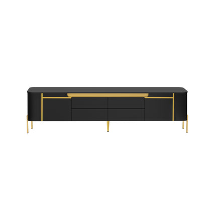 U-Can 74.8'' TV Stand for TVs up to 80 Inches, TV Cabinet with 4 Drawers and 2 Spacious Cabinets, Five Metal Legs for Living room