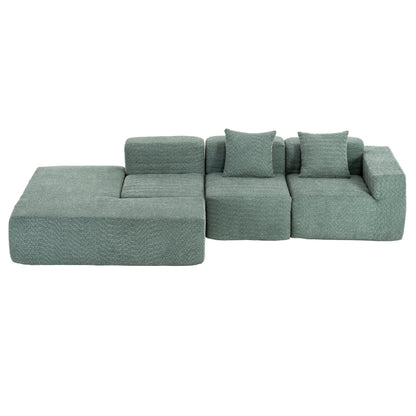 116.5" Sectional Sofa Full-compressed Sofa Couch Free-combined Sofa for Living Room, Green