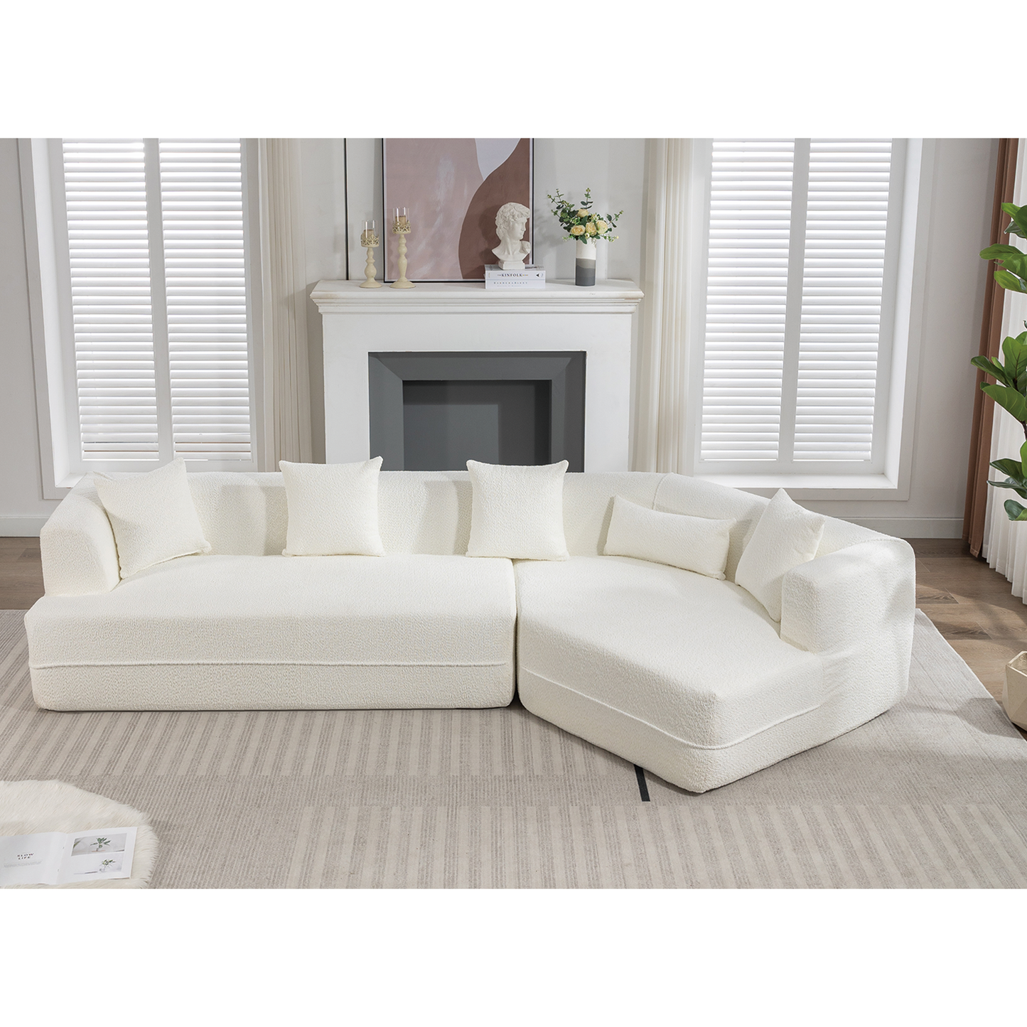 [VIDEO PROVIDED][ New And Upgraded Extended Edition]Modular sofa , modern minimalist style sofa,  upholstered ,  free combination, round fiber fabric, anti-wrinkle fabric,Dimension exten, creamy-white