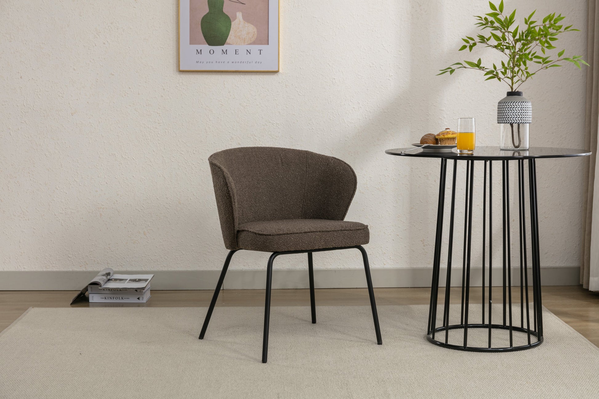 Retro Minimalist Modern Boucle Fabric Dining Chairs