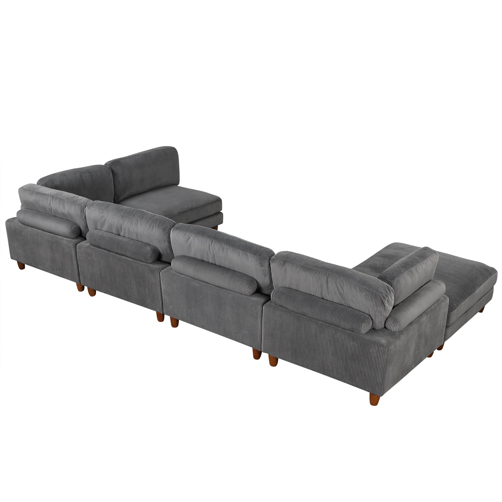 U-style 163''Modular Sectional Sofa,with Ottoman L Shaped Corner Sectional for Living Room,,Office,  Apartment (6-Seater)