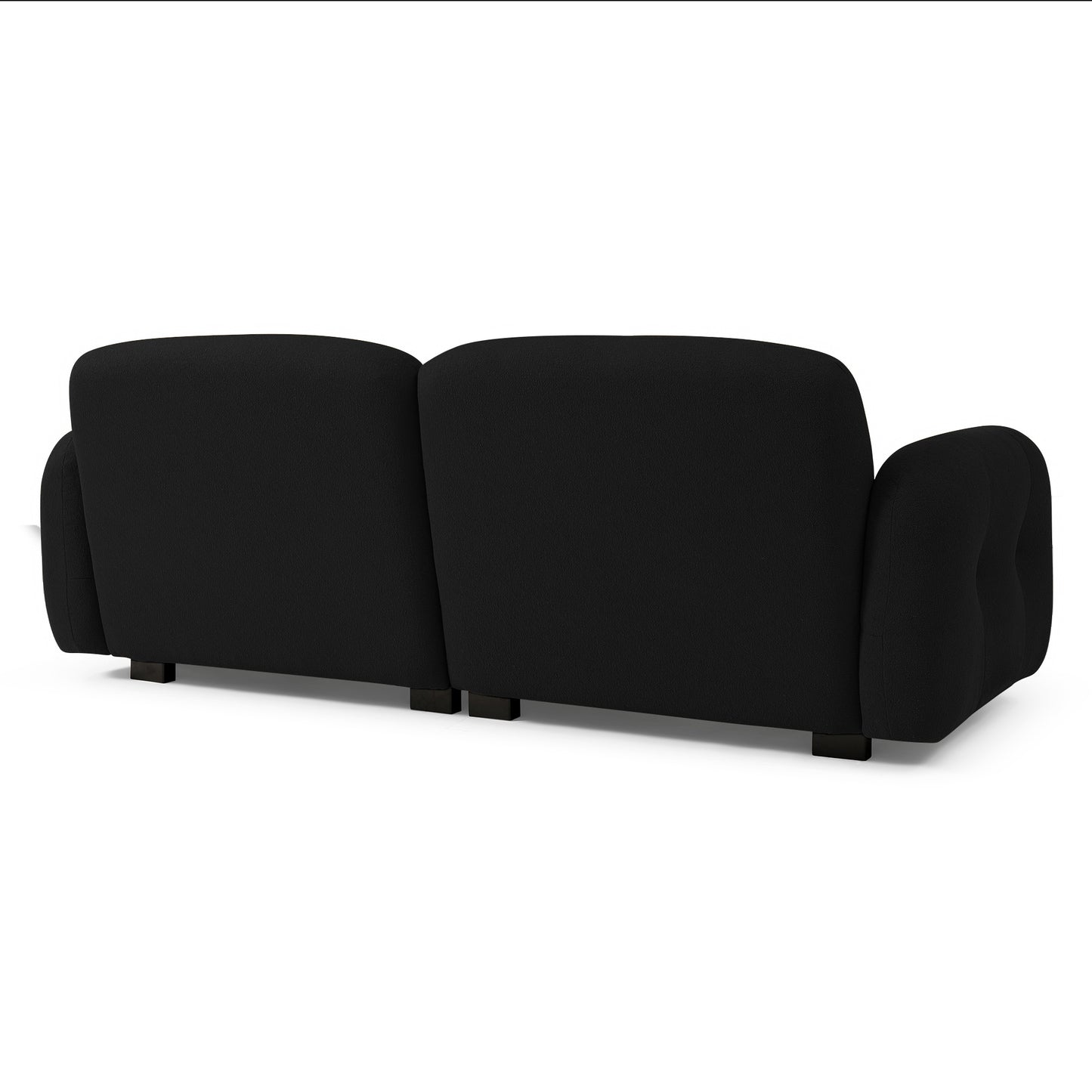 Modern Teddy Sofa Couch, 3-Seater Teddy Sofa Sectional with wooden Legs for 3-4 Persons, Upholstered Deep Seat Love Seat Sofa Chaise for Living Room,Bedroom, Apartment and Office,Black