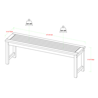 Modern Slat-Top Solid Wood Patio Bench - Dark Brown