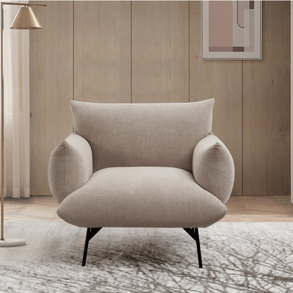 Oversized Living Room Accent Armchair Upholstered-Single Sofa Chair, Mid-Century Modern Comfy Fabric Armchair with Metal Leg for Bedroom Living Room Apartment