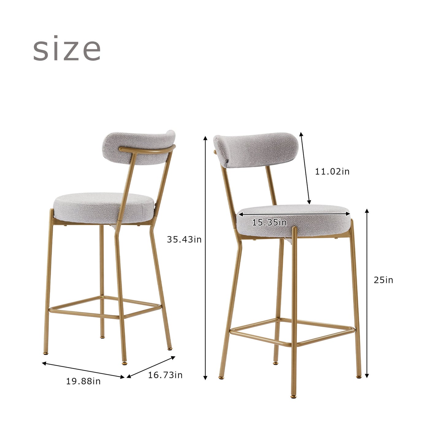 Modern Upholstered Sherpa Bar Stool Set