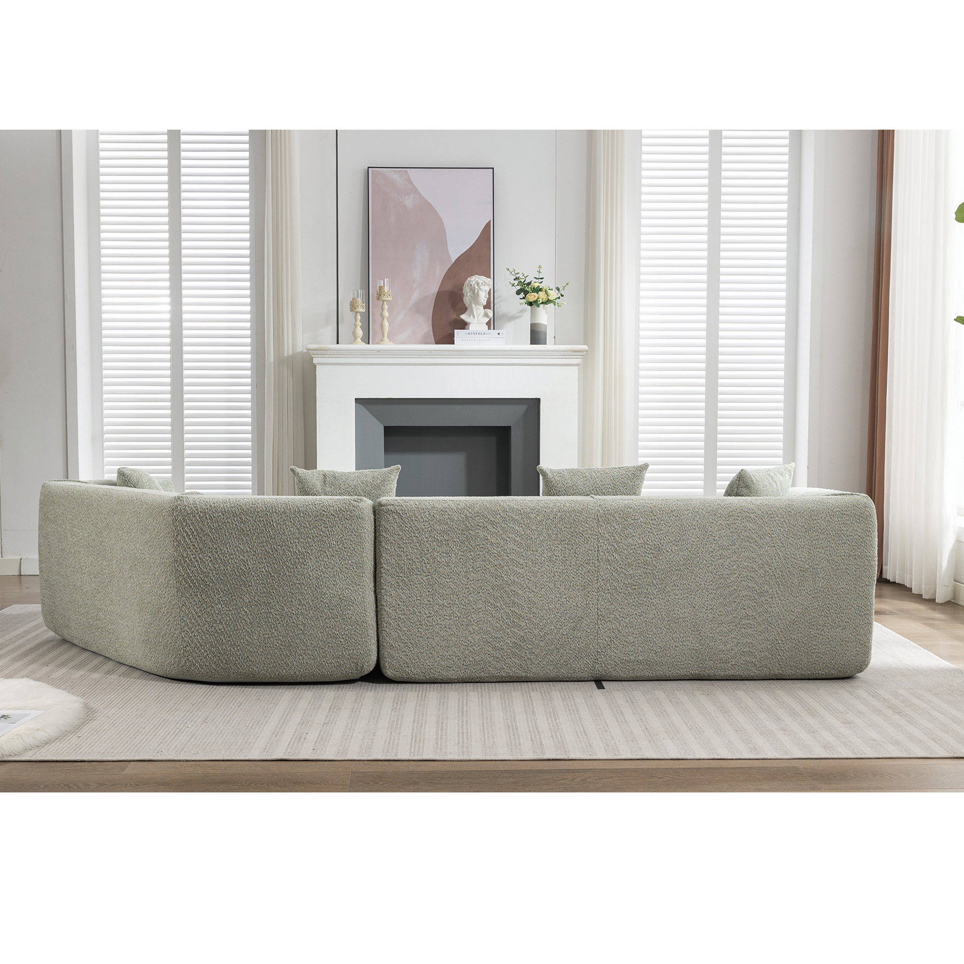 [VIDEO PROVIDED][ New And Upgraded Extended Edition]Modular sofa , modern minimalist style sofa,  upholstered ,  free combination, round fiber fabric, anti-wrinkle fabric,Dimension extension,Green