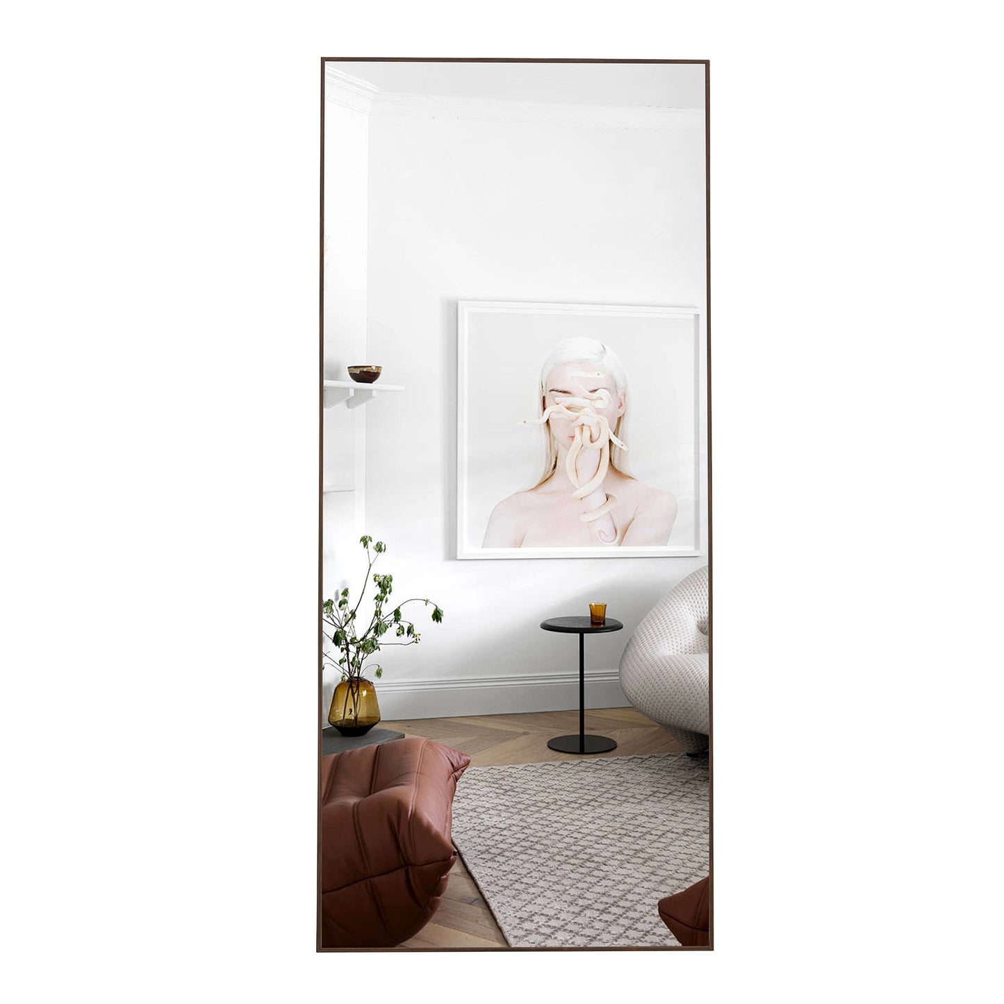 Fourth generation solid wood frame long mirror, dressing mirror, bedroom foyer, decorative mirror, clothing store, floor to ceiling mirror, wall mounted. 71 "* 31.4"