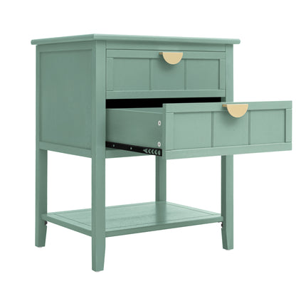 2 Drawer Side Table, American Style, End Table, Suitable for Bedroom, Living Room, Study