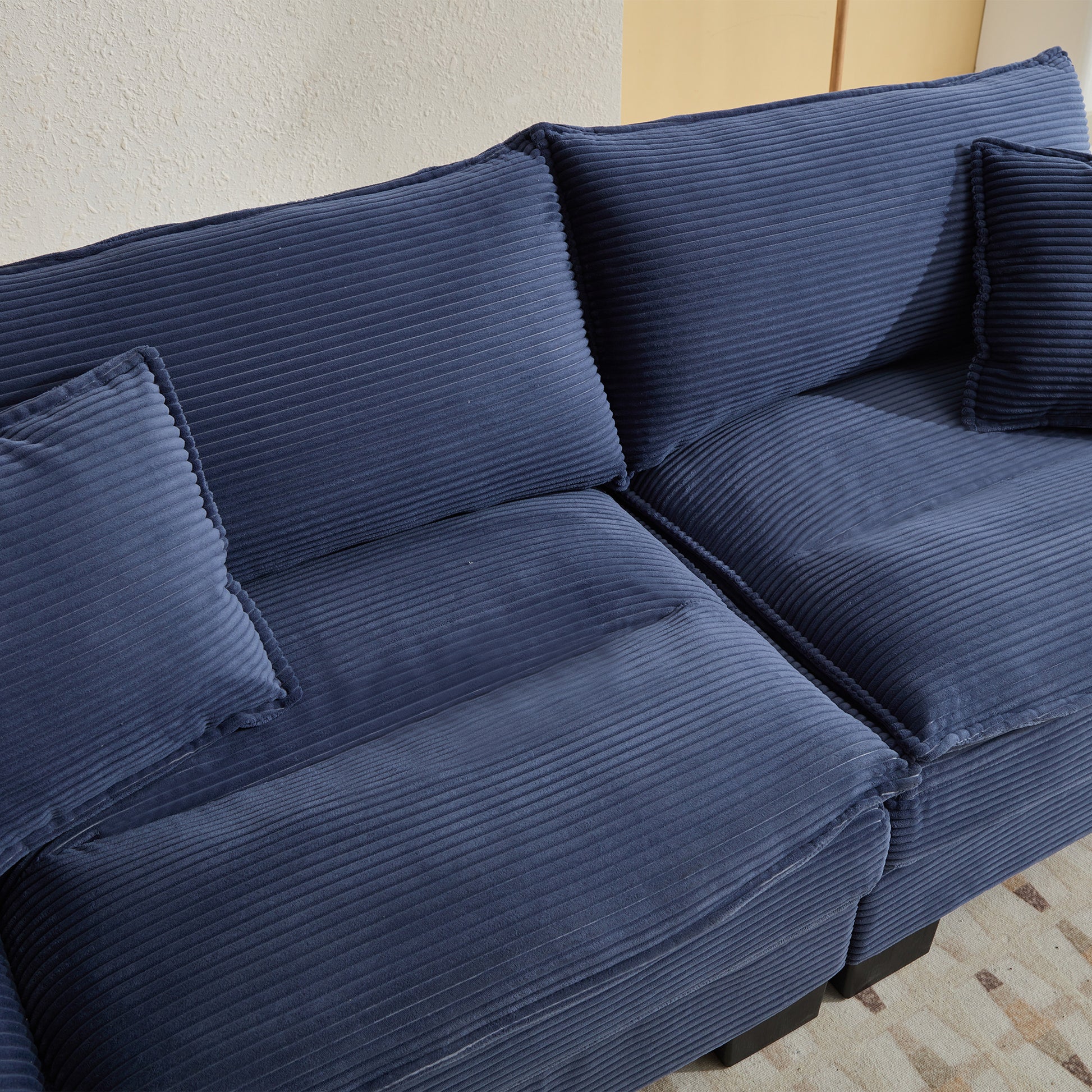 Corduroy Sofa Sleeper Couch Loveseat Sofa with Pillows Comfy Upholstered Deep Seat Sofa for Bedroom,Living Room,Apartment,Office,Dorm-Blue Corduroy