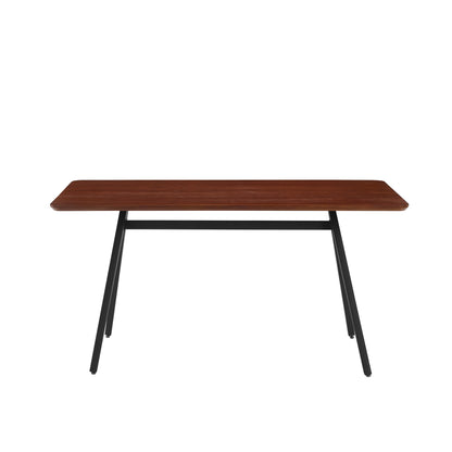 Contemporary V-Leg Veneer Dining Table – Dark Walnut