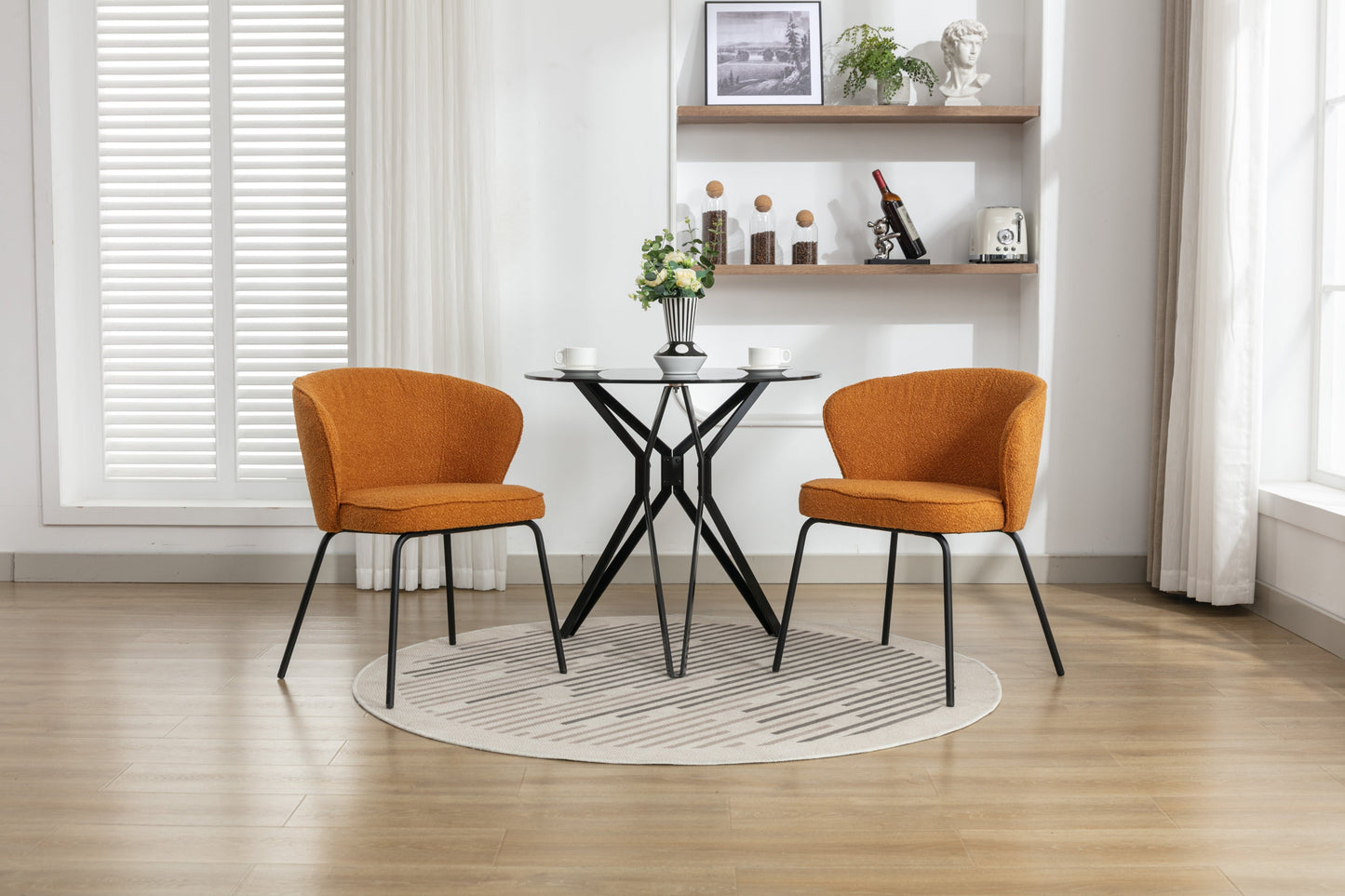 Retro Minimalist Modern Boucle Fabric Dining Chairs