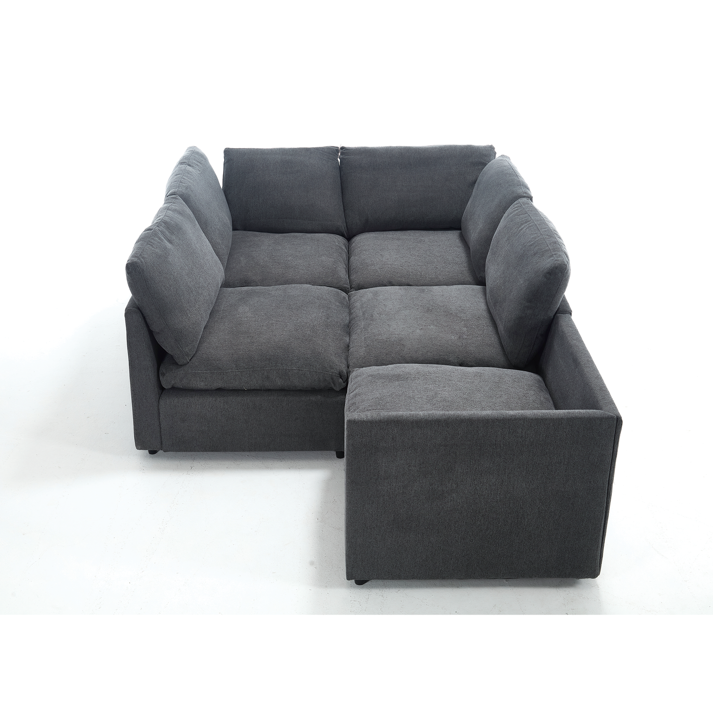 [NEW ARRIVED] [VIDEO PROVIDED]Sectional Couches For Living Room,Modular Couch,Wireless Charging Port & Cup Holders,5-seat ,DIY Combination,L-shaped Sofa,Book Storage Space,Soft Linen Fabric,Gray