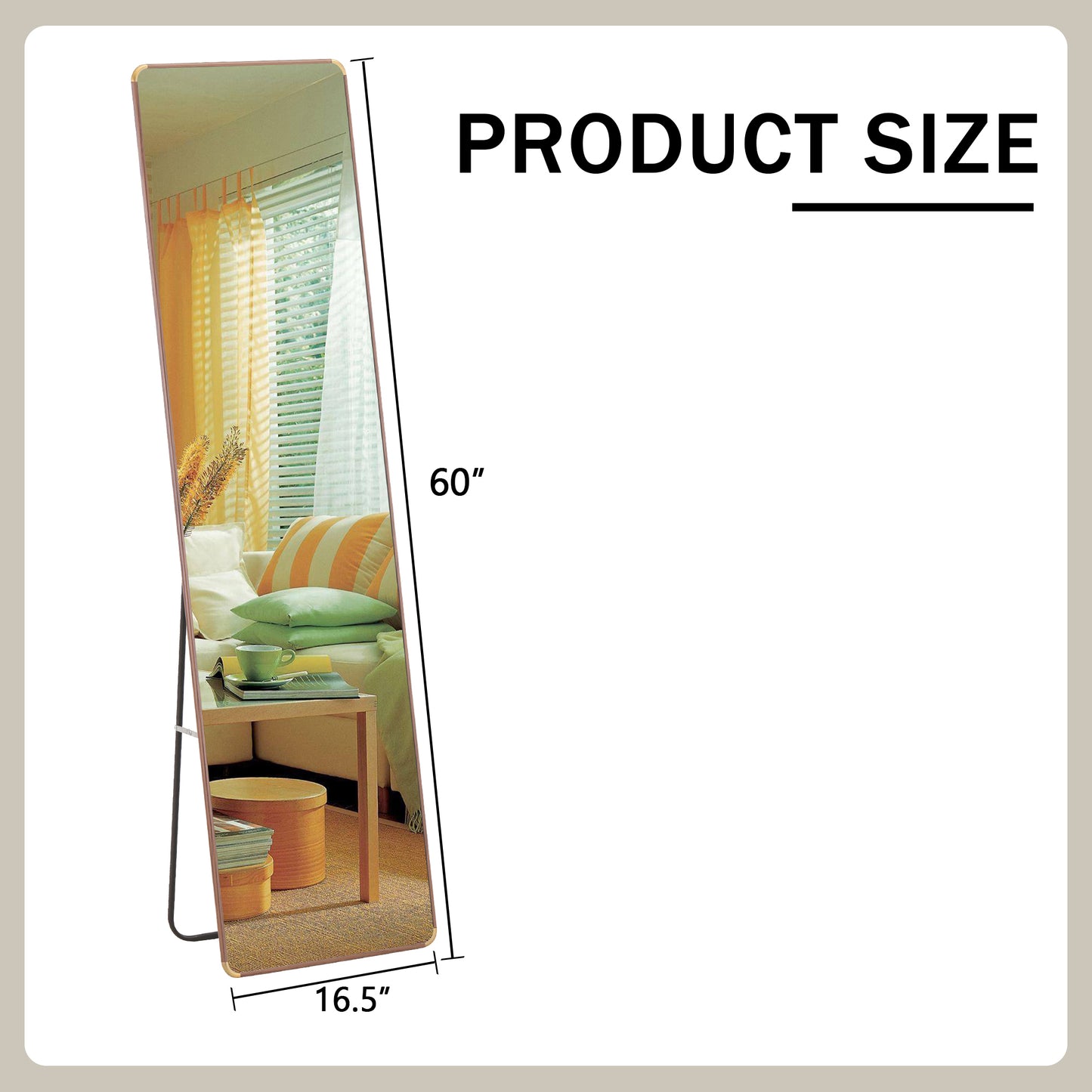 The 4th generation floor standing full-length rearview mirror. Pear wood framed wall mirror, bathroom makeup mirror, bedroom foyer, clothing store, wall mounted. 60 "* 16.5"