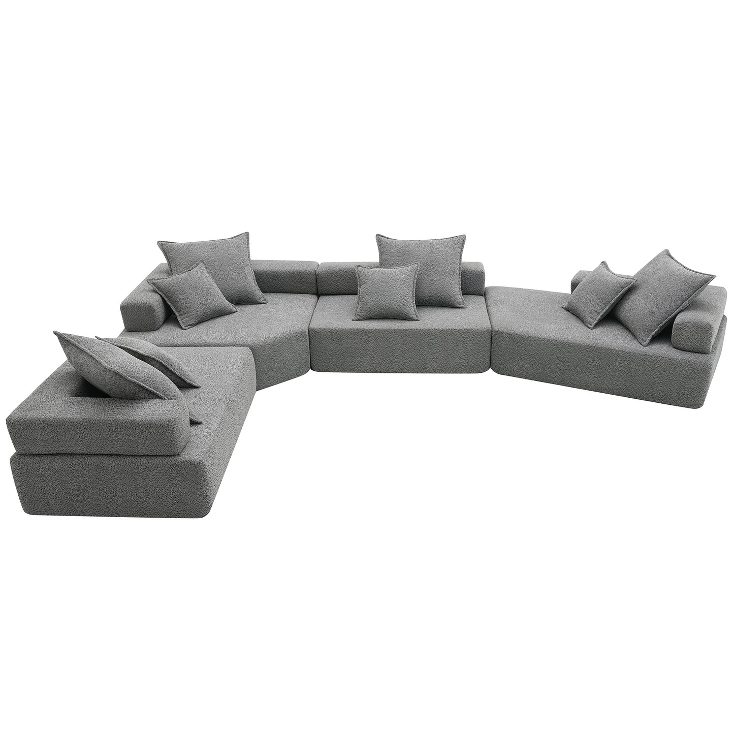 [VIDEO provided][New] 156''Oversized Modular U Shaped Sectional Sofa,Luxury Boucle Floor Couch Set,Convertible Sleeper Couch,Spacious Foam-Filled Sofa Bed for Living Room,4 PC Free Combination,2 Color