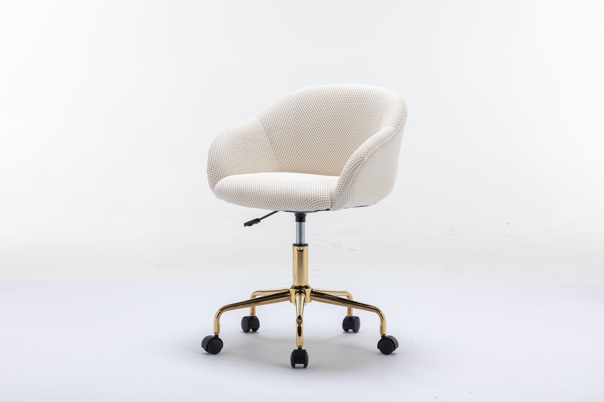 047-Mesh Fabric Home Office 360°Swivel Chair Adjustable Height With Gold Metal Base,Beige