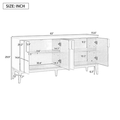 U_Style  Storage Cabinet Sideboard Wooden Cabinet with 4 Doors for Hallway, Entryway, Living Room, Adjustable Shelf