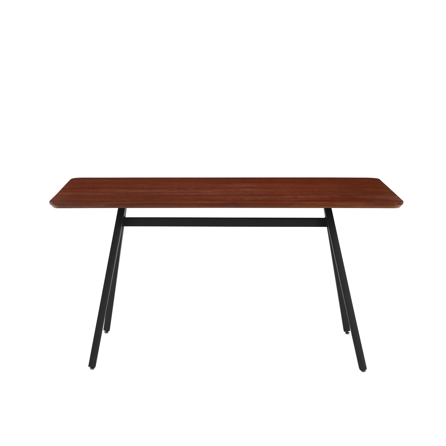 Contemporary V-Leg Veneer Dining Table – Dark Walnut