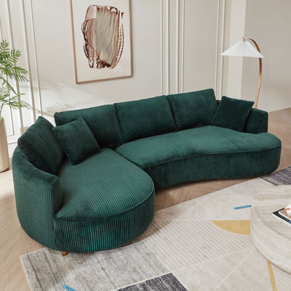 122.04 inch Oversized Sectional Sofa, Modern Couch with Chaise, Comfy Sofa Couch with Left  Facing Chaise,Corduroy Sofa Green