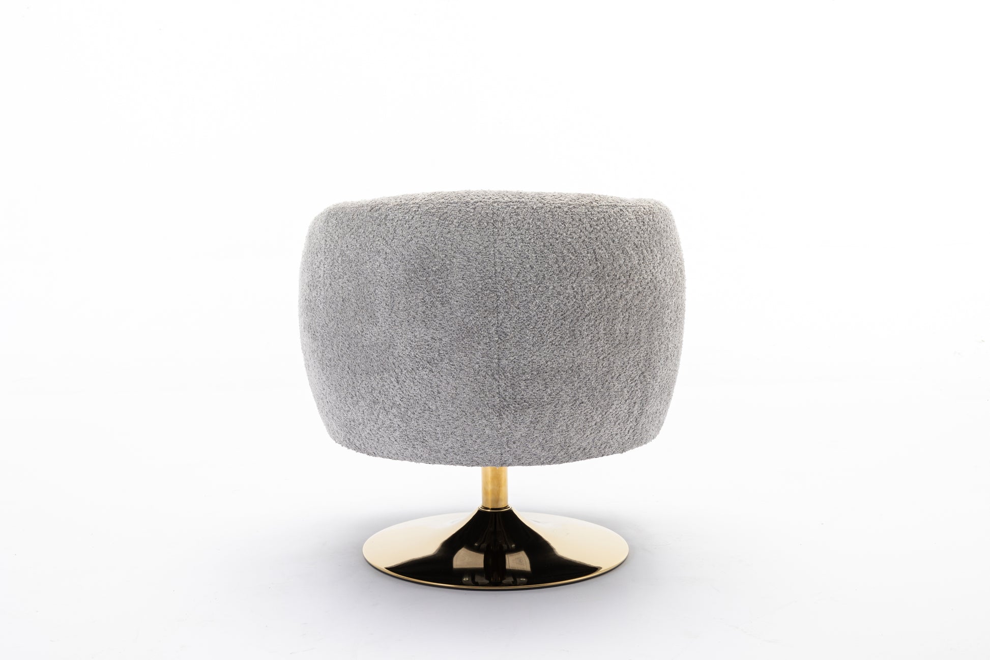 048-Chenille Fabric Accent Swivel Chair With Gold Metal Round Base,Light Gray