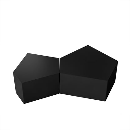 Irregular Pentagon Nesting Coffee Table Set, Geometric Coffee Table Set, Side Table Set, Cocktail Table Set, Center table set for Living Room, Bedroom, Black(Set of 2 Pieces)