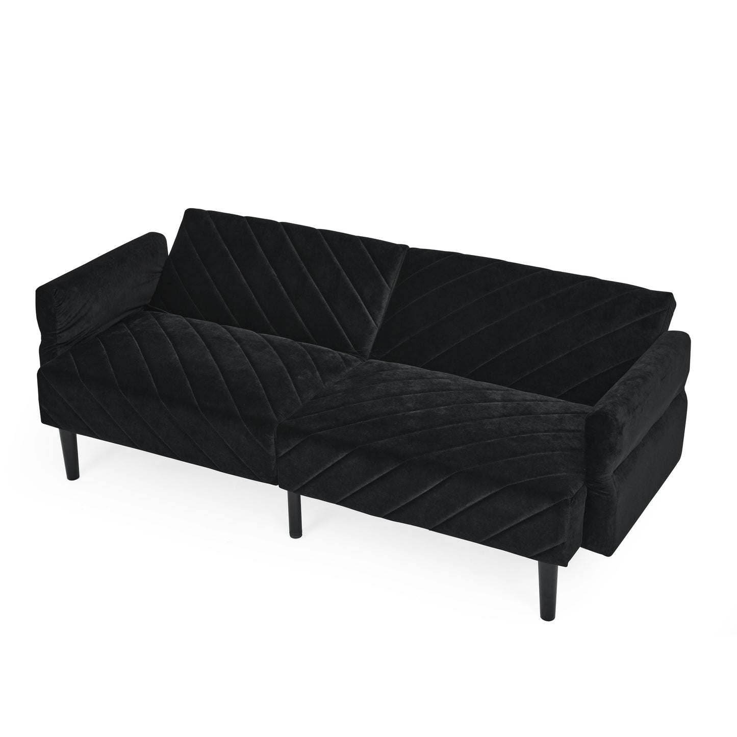 Velvet Futon Couch Convertible Folding Sofa Bed Tufted Couch with Adjustable Armrests for Apartment