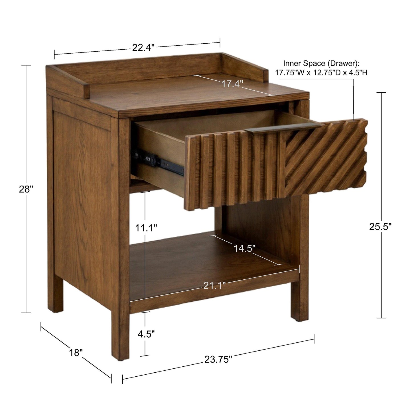 1-Drawer Nightstand with Shelf