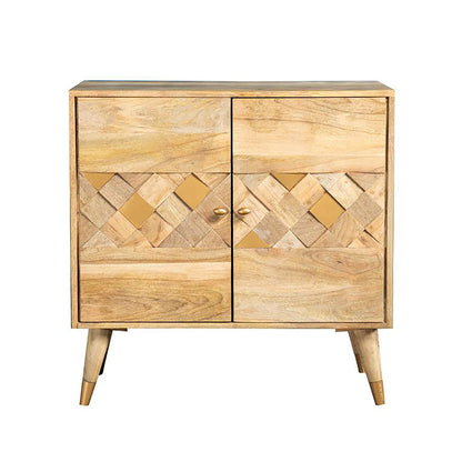 Natural Checkered 2-Door Accent Cabinet