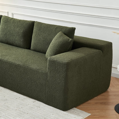 104.33" Sponge Sectional Sofa Couch for Living Room, L Shaped Modern Lamb Modular High Density Sponge Floor Sofa, Sherpa Fabric Sofa Couch with Chaise Lounge, Upholstered Corner Cloud Couch, Green