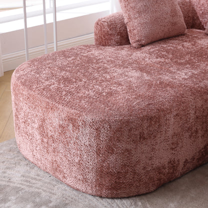 COOLMORE Boucle Sofa 3 Seater for Living Room Oversized Comfy Sofa L-Shape Sofa Couch with Chaise Home Furniture Sleeper Sectional Sofa for Apartment, Office Left Hand Facing (Pink)