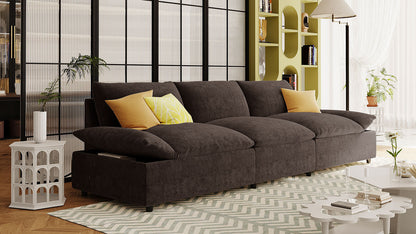 [ Video Provided] U_STYLE 119.5'' 3 Seater Sofa with 2 Storage Units , for Living Room, Office, Apartment