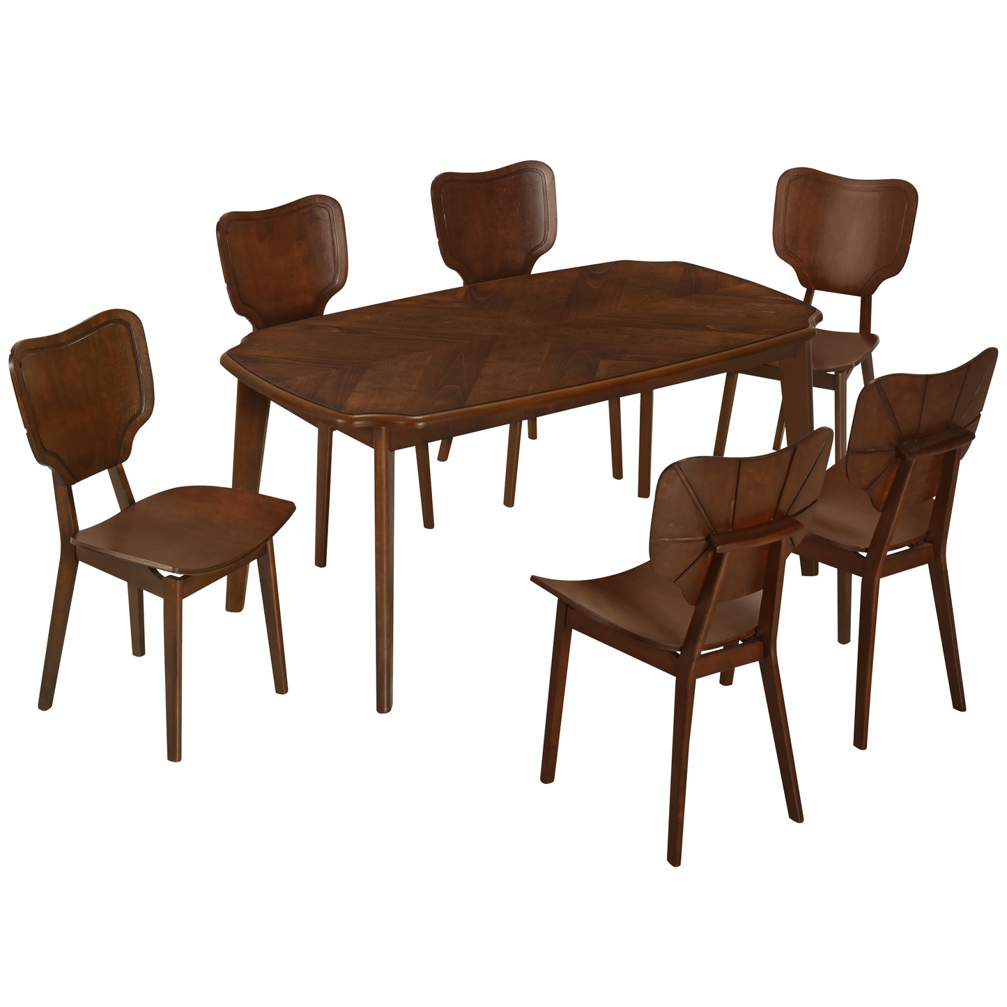 TOPMAX Vintage 7-Piece Dining Table Set with 6 Dining Chairs, Espresso