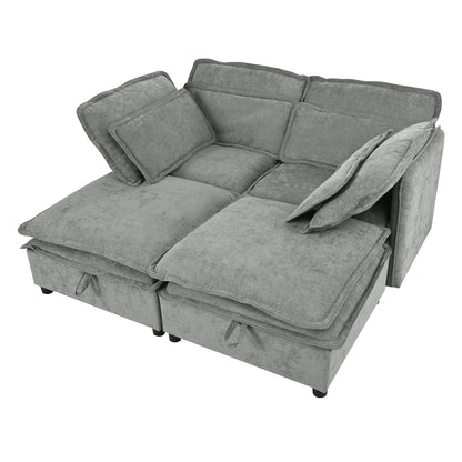 U_Style Double-Layer Cushion Modular Sofa, Freely Combinable, 4-Seater with Storage Function, Includes 4 Soft Cushions, Perfect for Living Rooms, Offices, and Apartments