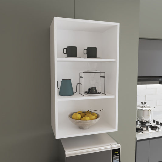 Eco 36" High Open 3-Tier Wall Cabinet, Wall Shelf, Storage Cabinet, Cube Shelf Bedroom, Office, Living Room, Garage White