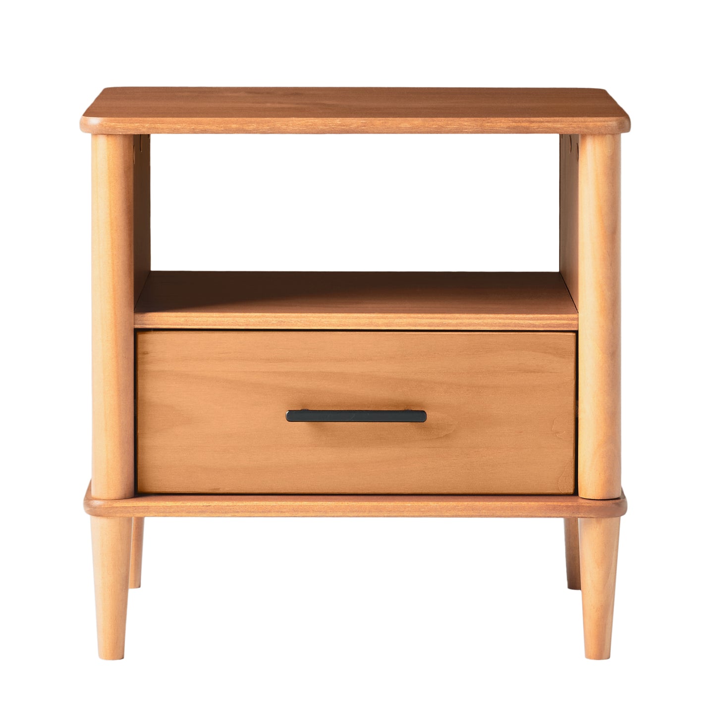 Transitional Solid Wood Spindle Nightstand – Caramel