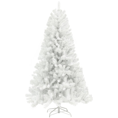 HOMCOM 7.5ft Tall Artificial Christmas Tree, Unlit Xmas Tree with 1346 Branch Tips, Auto Open, Steel Base, Holiday Décor for Home Office, White