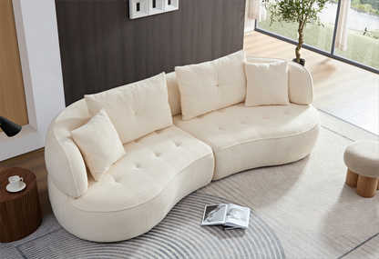 WKS7W  White, 4-seat modular sofa, durable fabric, solid wood frame, high density sponge cushion, 4 pillows