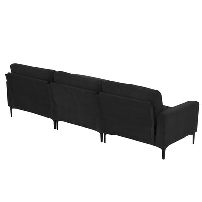 Modern Velvet L-Shaped Sectional Sofa, 4-Seater, Convertible Ottoman, Freely Combinable Sofa