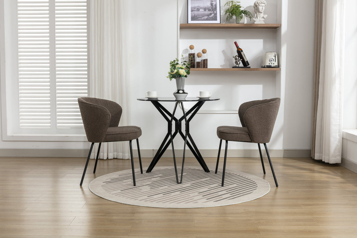 Retro Minimalist Modern Boucle Fabric Dining Chairs