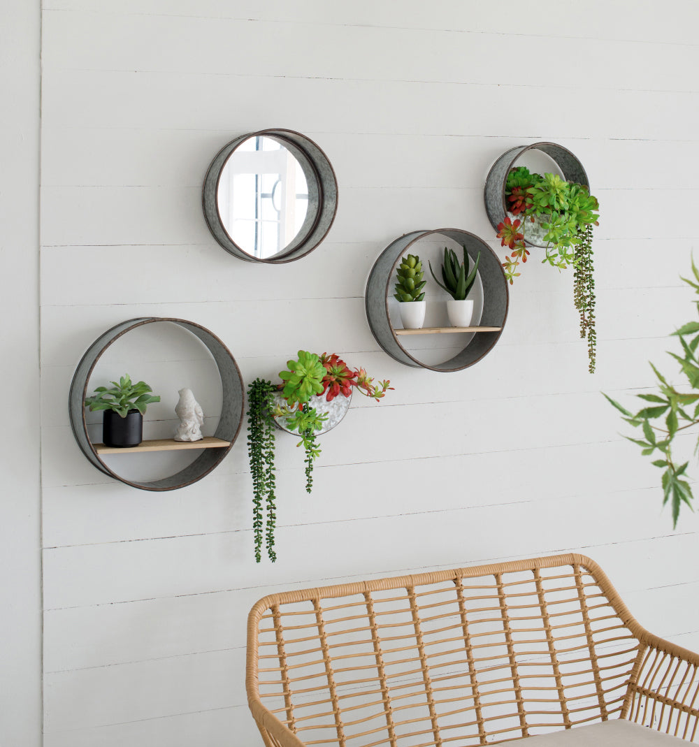 Farmhouse Round Metal Wall Planter, 5 Piece