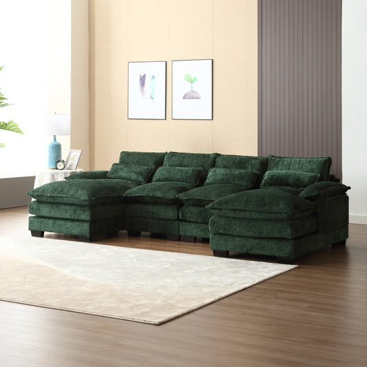 UNITED WE WIN Modern Large chenille Fabric U-Shape Sectional Sofa