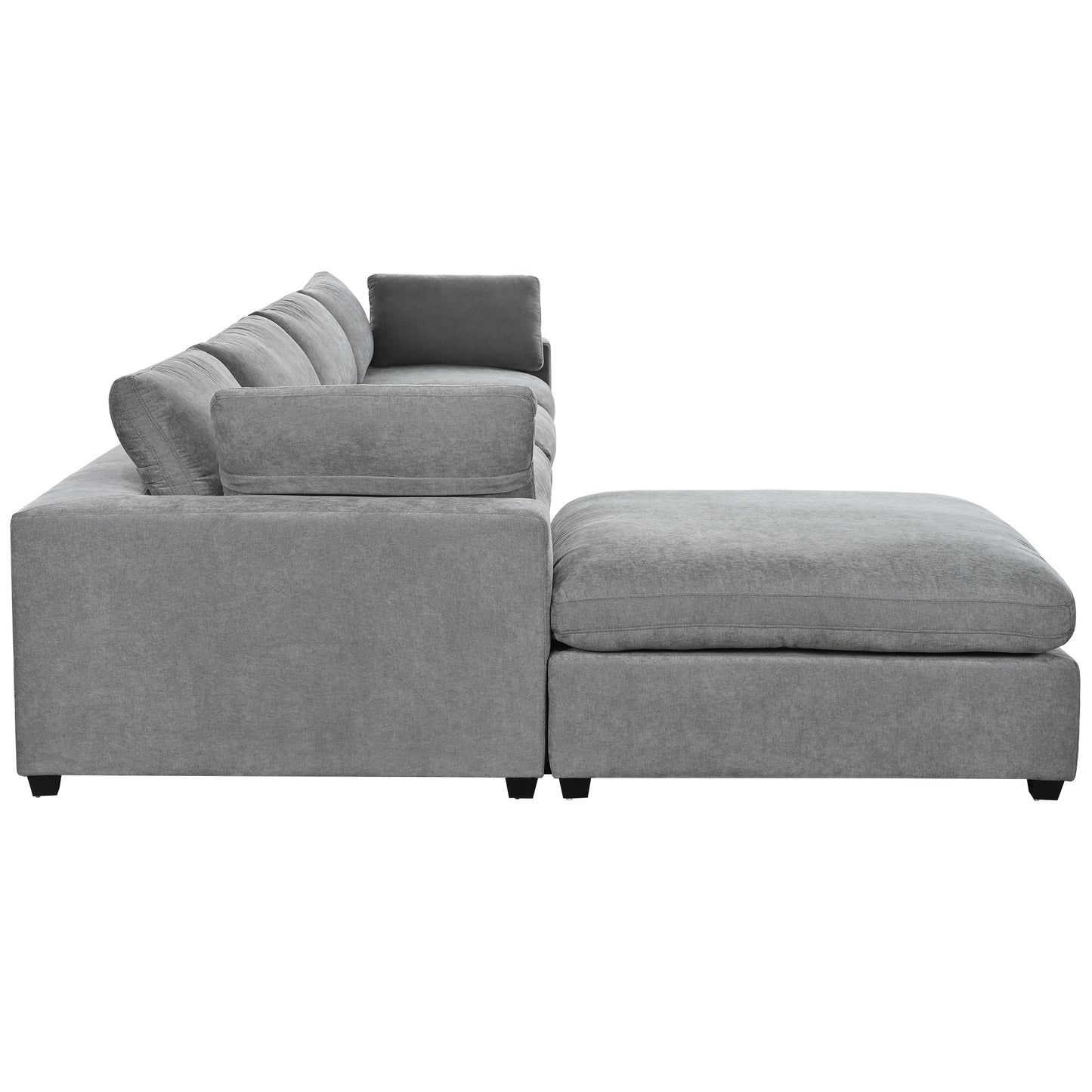 U-style Upholstered Oversize Modular Sofa with Removable Ottoman,Sectional sofa for Living Room Apartment(5-Seater)